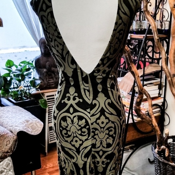 1 LEFT! (S)🍸Stunning! olive/blk sheer choker dress - Picture 6 of 9